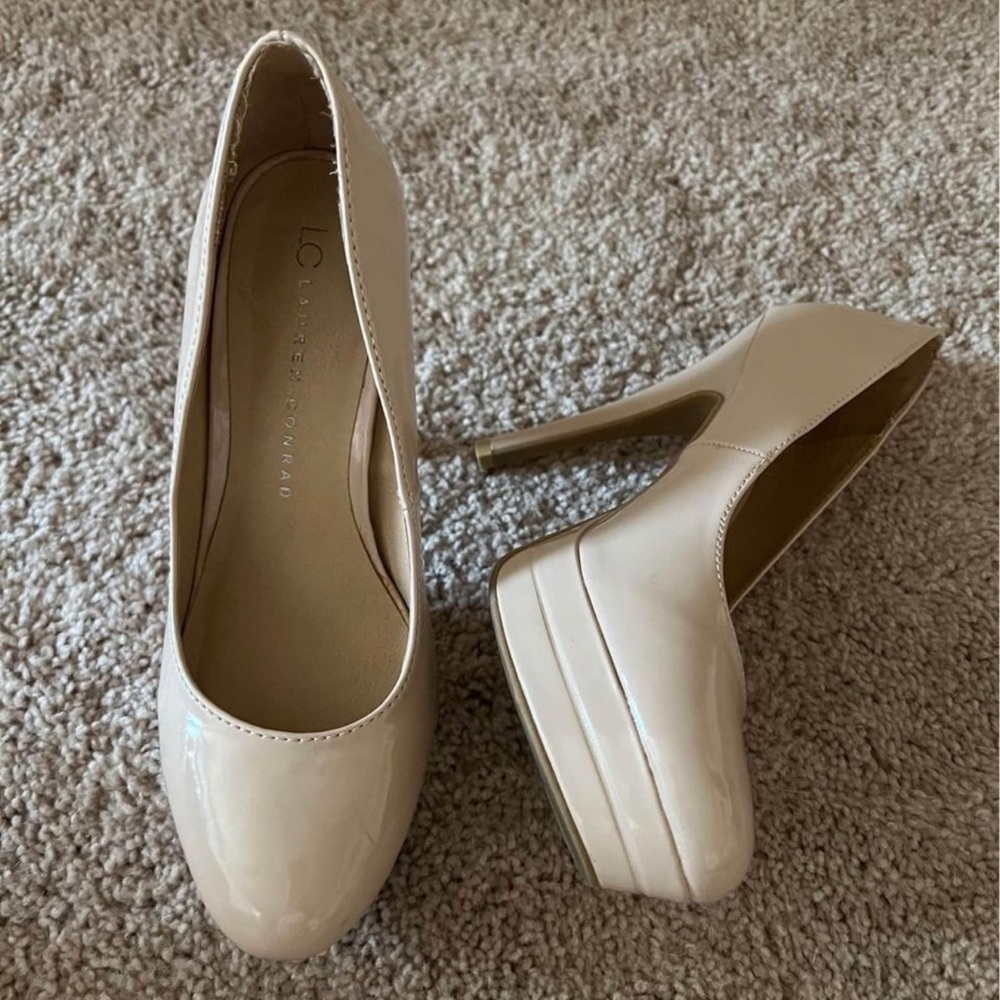 Nude platform heels